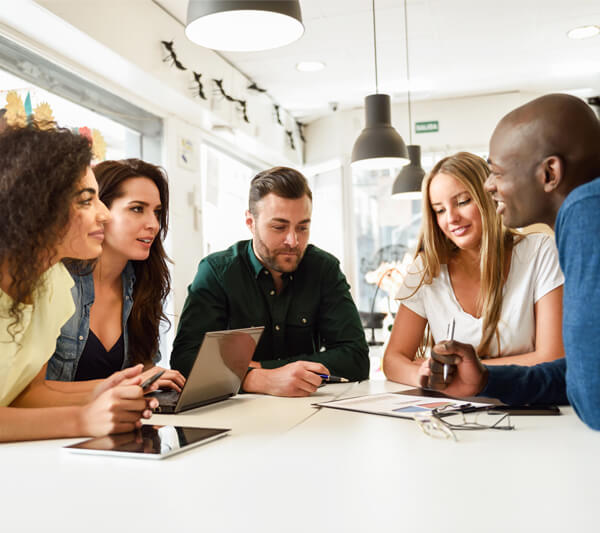 Group of staff brainstorming Staff